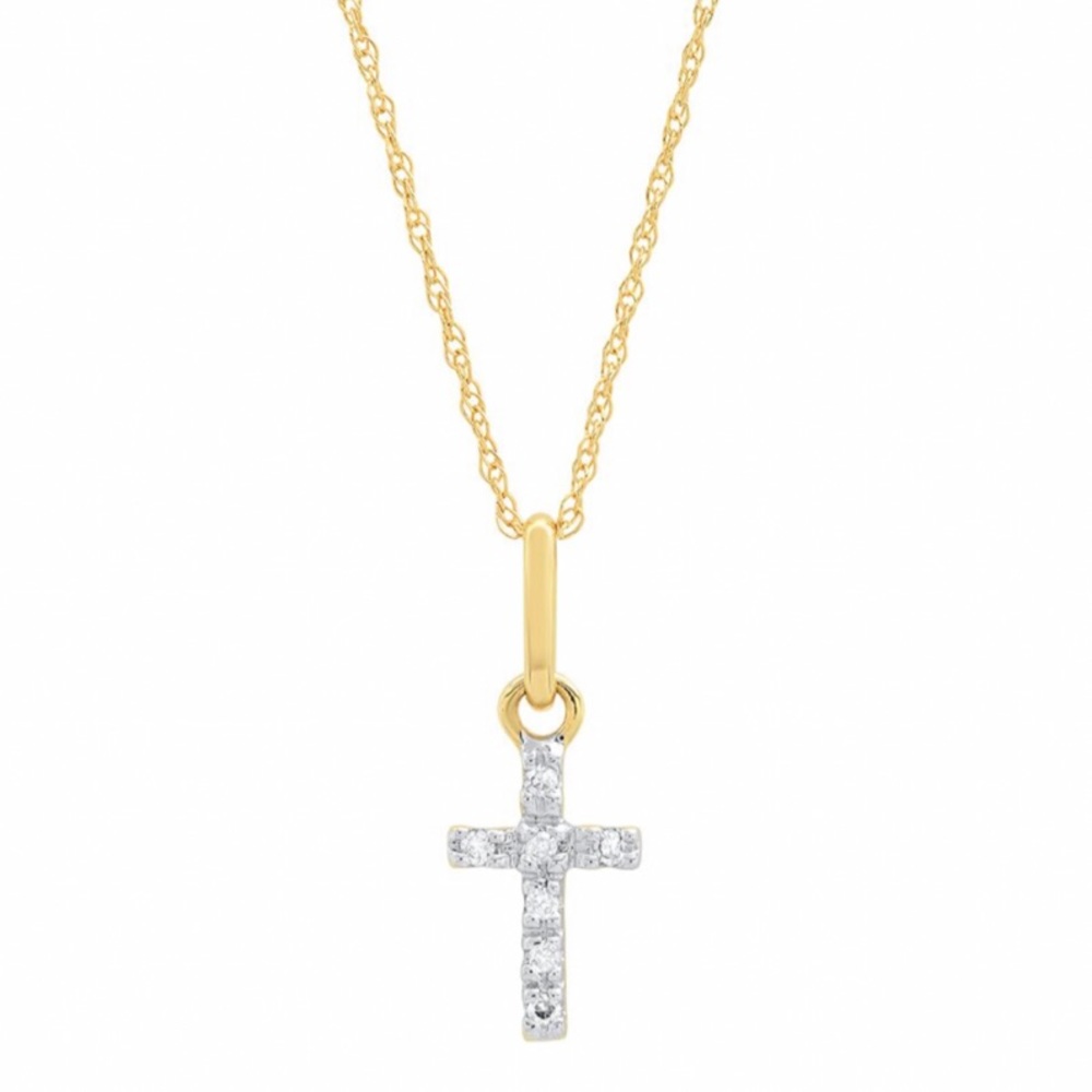 14k gold diamond cross necklace